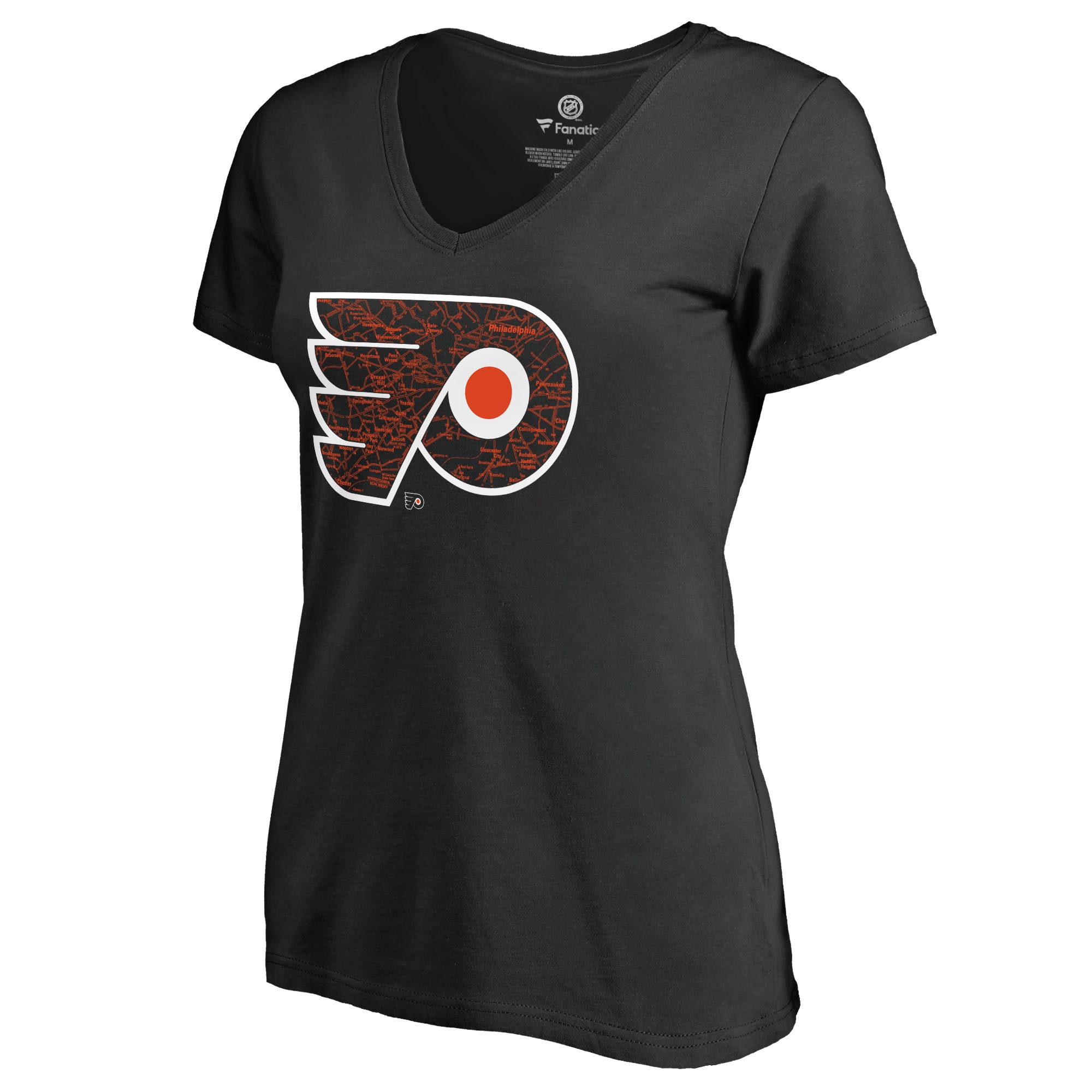 Women's Black Philadelphia Flyers Fan Favorite Team Slogan V-Neck T-Shirt
